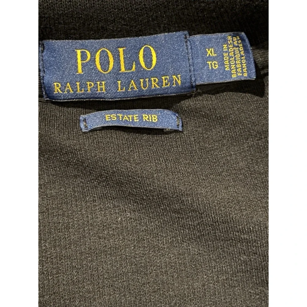 Polo Ralph LaurenEstate Rib 1/4 Zip Black Pullover Sweater Blue Pony Mens XL